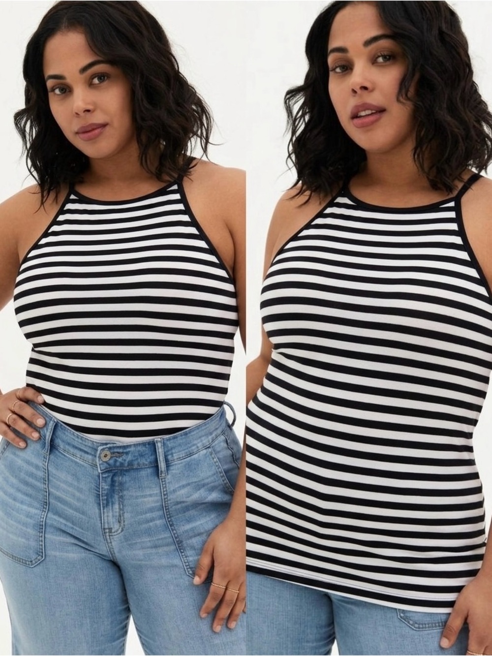 TORRID Black & White Stripe High Neck Foxy Full Tank Cami